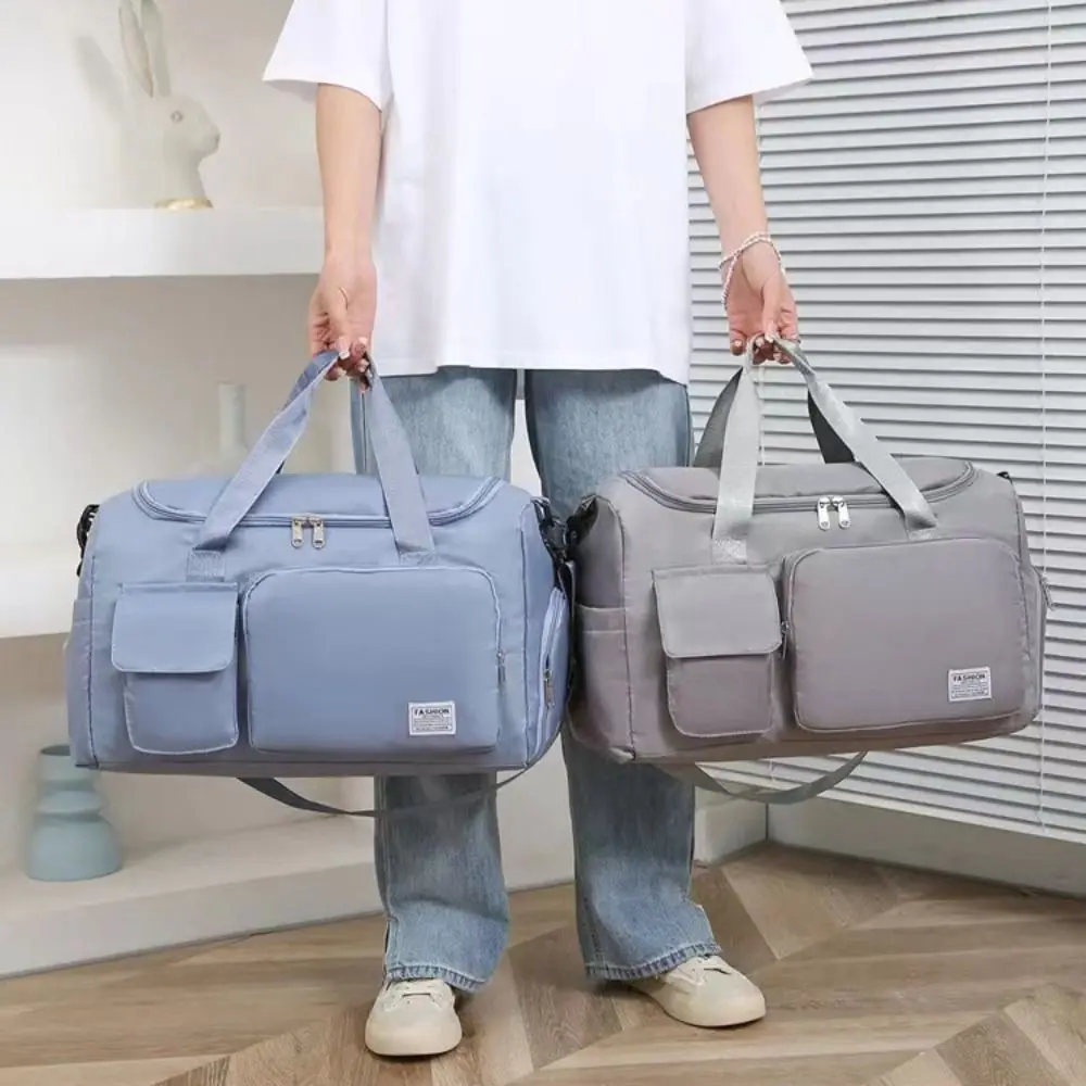

Large Capacity Carry on Travel Bag Waterproof Two-Way Zipper Gym Duffle Bags Shoe Compartment Wet Dry Separation