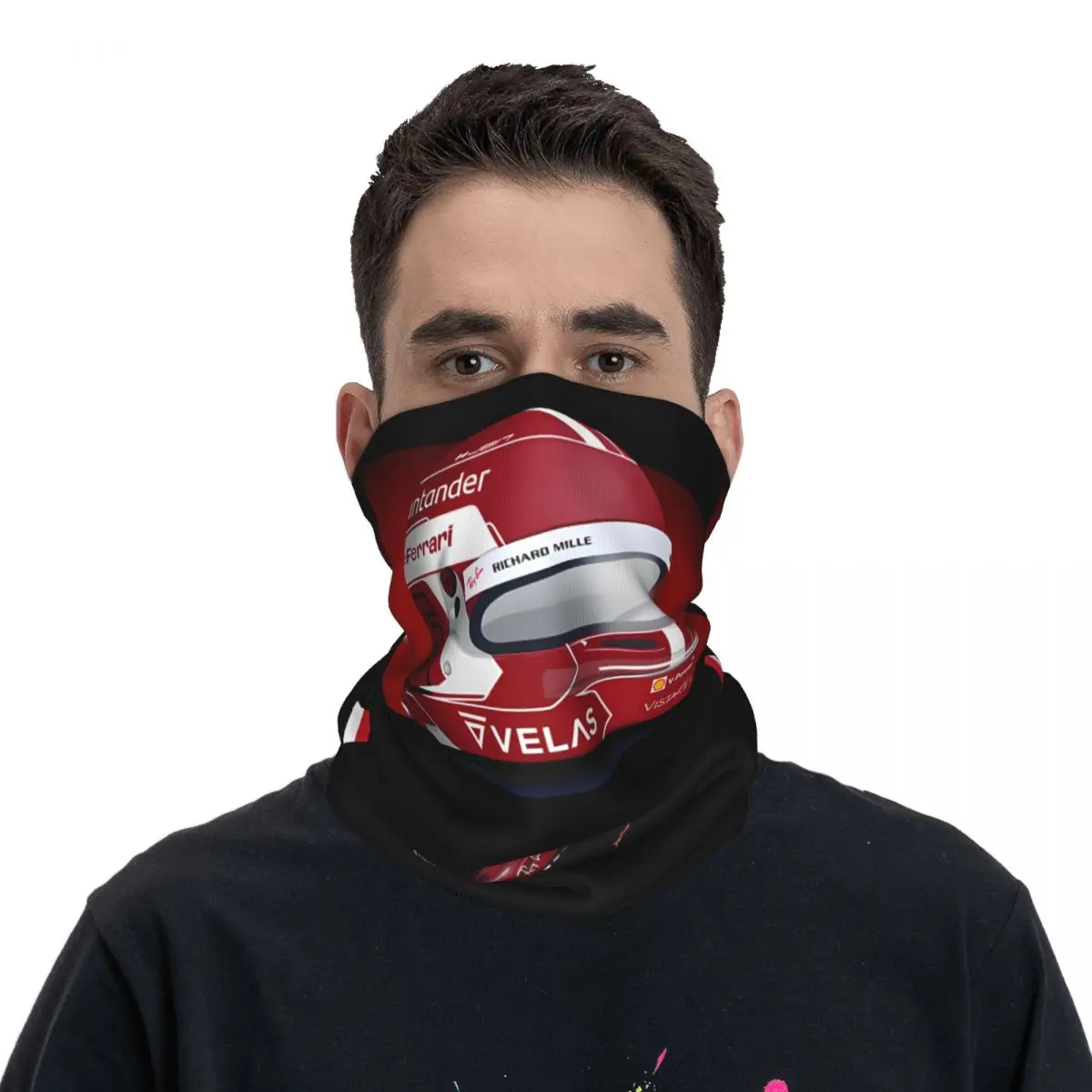 Trendy Charles Leclerc Bandana Neck Gaiter Printed Motocross Wrap Scarf Multi-use Balaclava Cycling Unisex Adult All Season