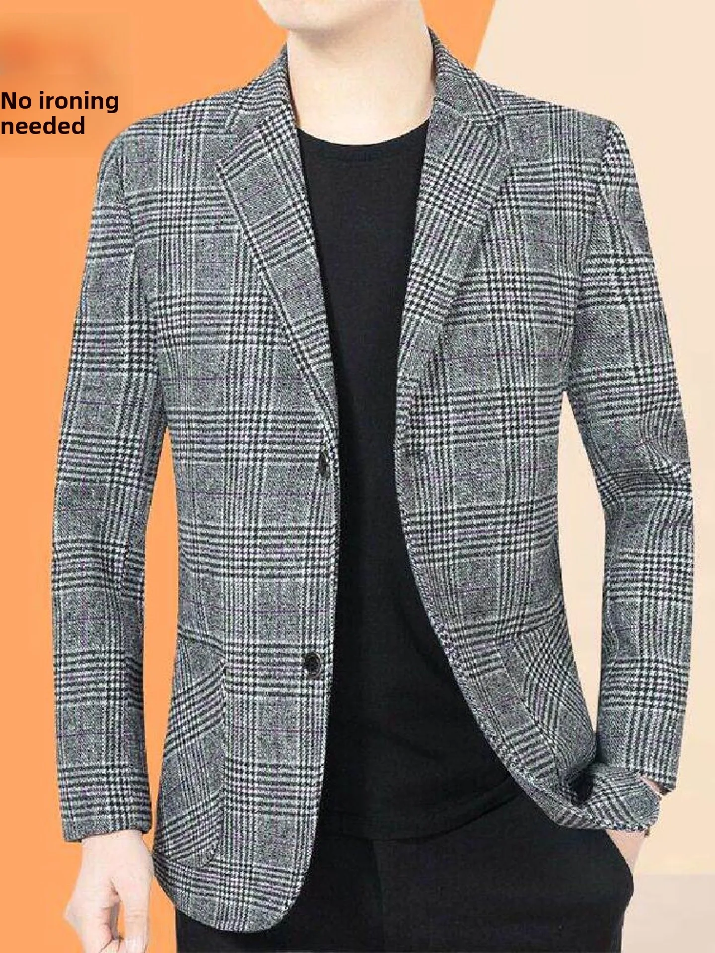 

Casual Midlife Men's Suit Jaet Autumn New Sle Dad Clothes Busin Casual Faion Polyester Fabric Single-breasted Coat