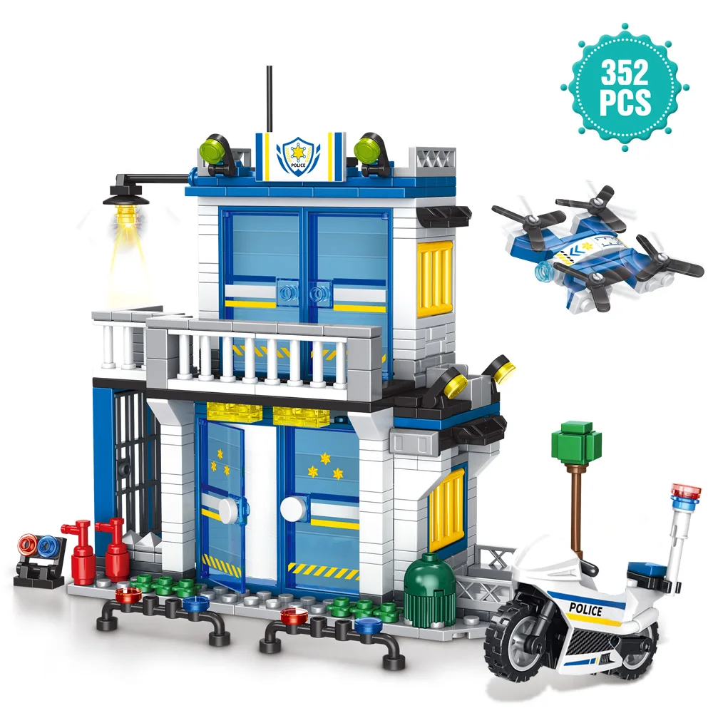 Multiple City Police Station Building Sets City Police Sets Toy Building Bricks Kit with Police Car Helicopter Gift For Boy Girl