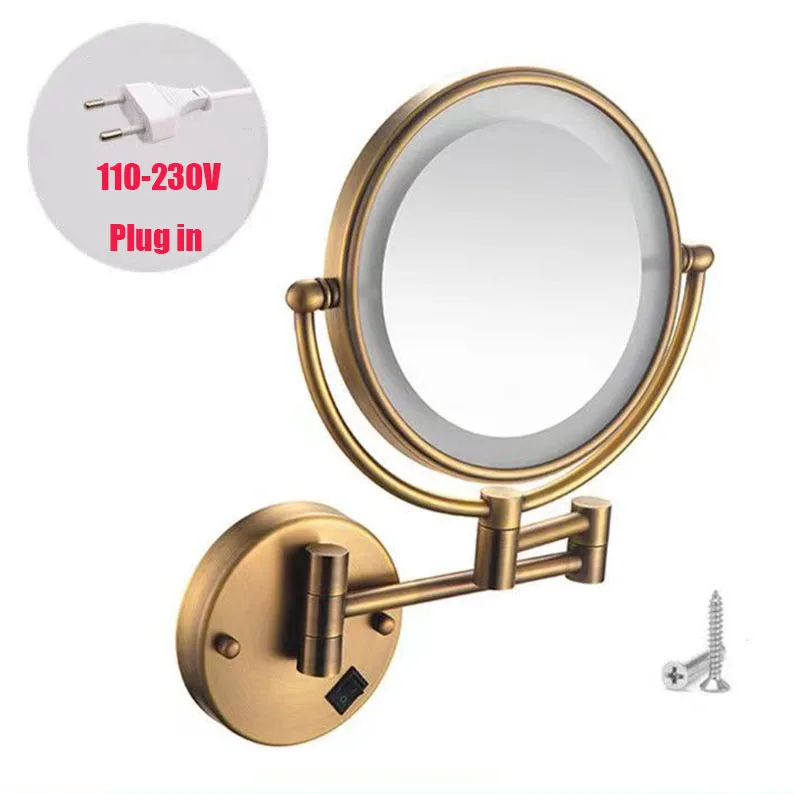 Led Makeup Mirror With Light Folding Wall Vanity Mirror Magnifying Double Sided Touch Bright Adjustable Bathroom Mirrors