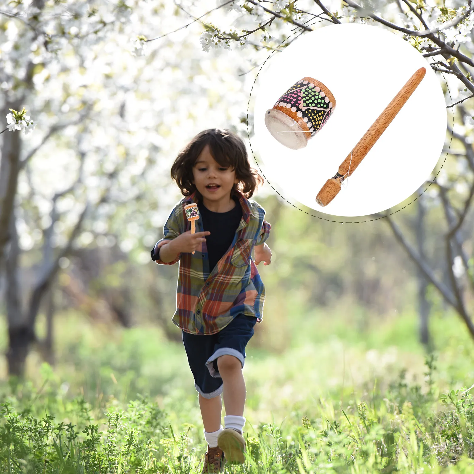 

Wooden Rattle Drum Design Infant Handheld Educational Sound Musical Instrument for Baby Early Education Sensory Development