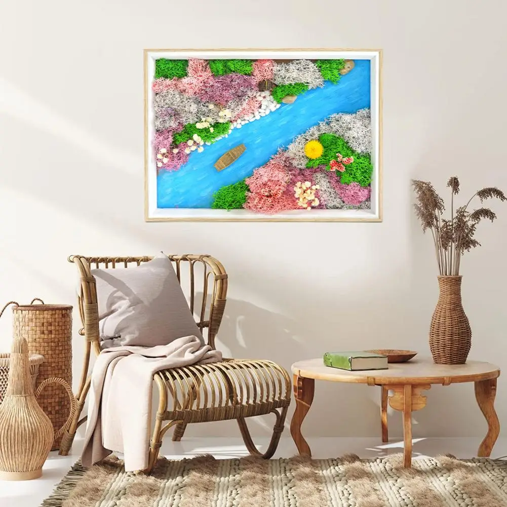 Artificial Moss Painting Ocean World Moss Bamboo Frame Decor Set for Home Everlasting Plant Paintings Photo Frames As Activity