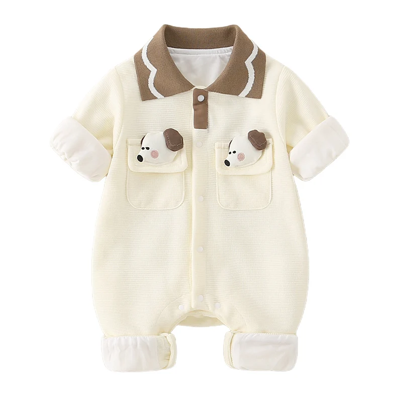 Primavera outono recém-nascido rer longo sve dupla camada bebê adere terno adorável roupa dos desenhos animados na moda princ sle dr