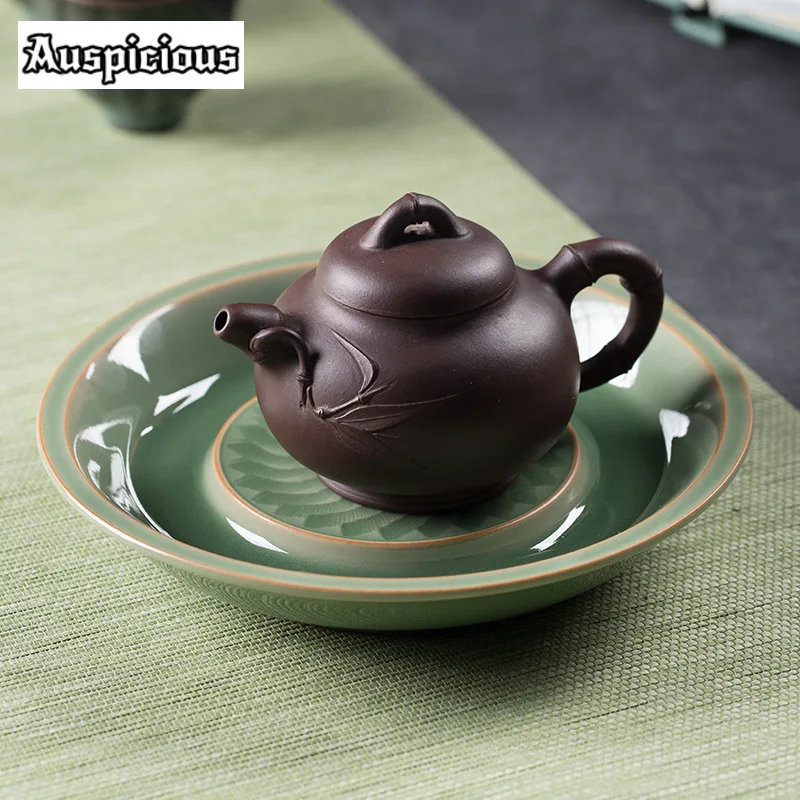 Creative Longquan Celadon Pot Holder Handmade Water Storage Dry Soaking Table Teaware Support Base Kung Fu Teaware Accessories