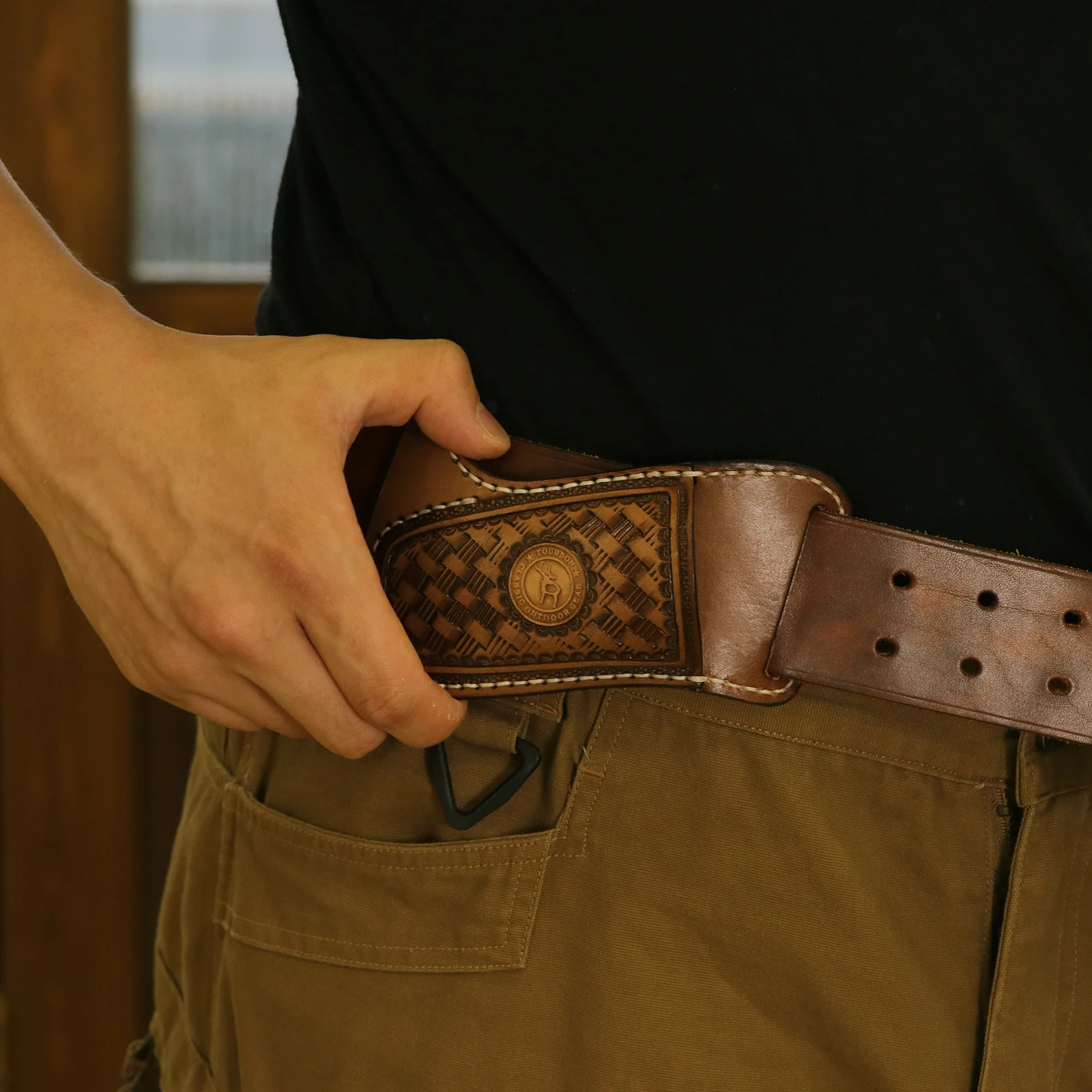 Edc Carry Belt Leather - Tourbon Genuine Leather Large Folding Knife