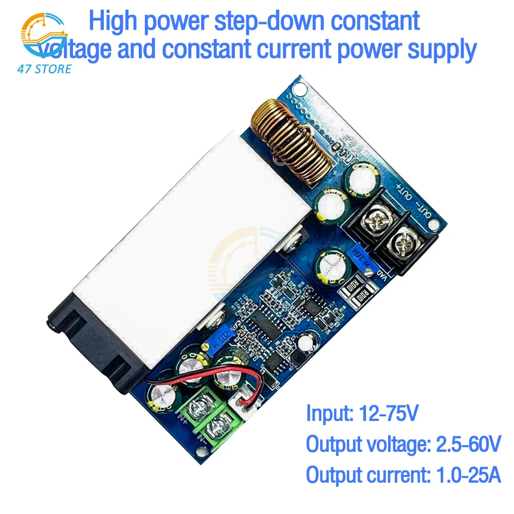 High Power  Adjustable Step Up Buck Converter Power Supply Module 12V-75V to 2.5V-60V 600W DC-DC 25A Non Isolated Step Up Module