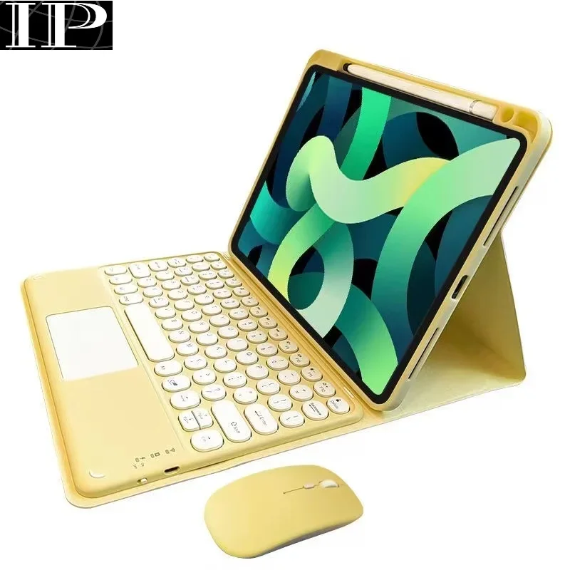 Funda para teclado bluetooth inalámbrico con ranura para bolígrafo de carga magnética con ratón para ipad air ipad pro 9,7/10,2/10,5/10,9/11 pulgadas