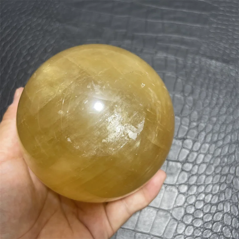 

10CM NATURAL CITRINE CALCITE QUARTZ CRYSTAL SPHERE BALL HEALING GEMSTONE + STAND