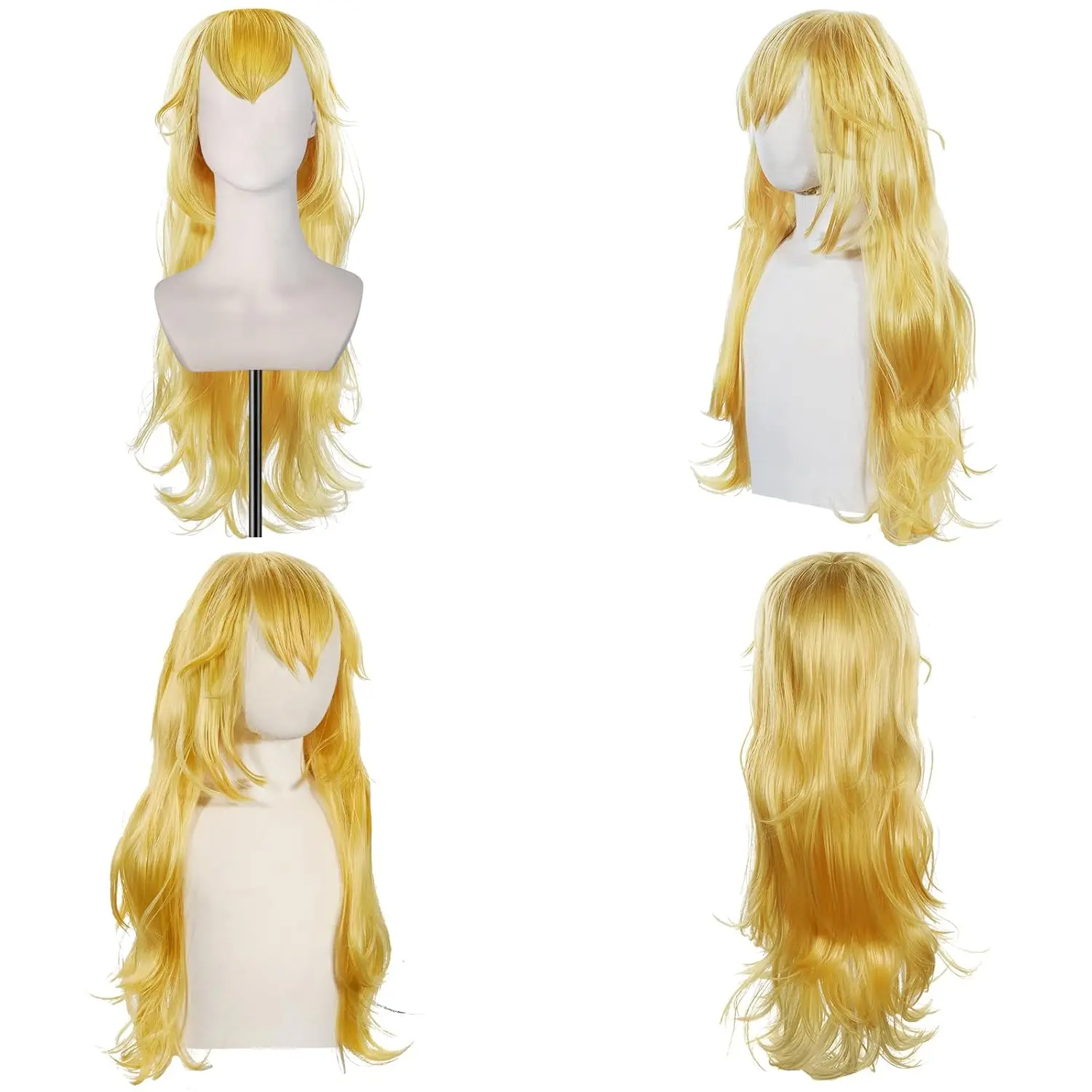 Blonde Wavy Princess Wig Golden Long Wavy Wigs Peach Cosplay Wig Anime Synthetic Hair for Costume Party wig and 1 Crown