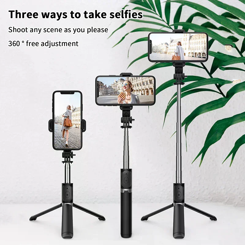 Portable 41 Inch Selfie Stick Phone Tripod With Wireless Remote Extendable Tripod Stand 360 Rotation Compatible
