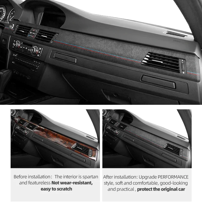 Autocollant Fibre De Carbone Véritable Pour Console Multimédia BMW Série 3 E90 2005-2012 Et M3 E92 2007-2013 (Type A)