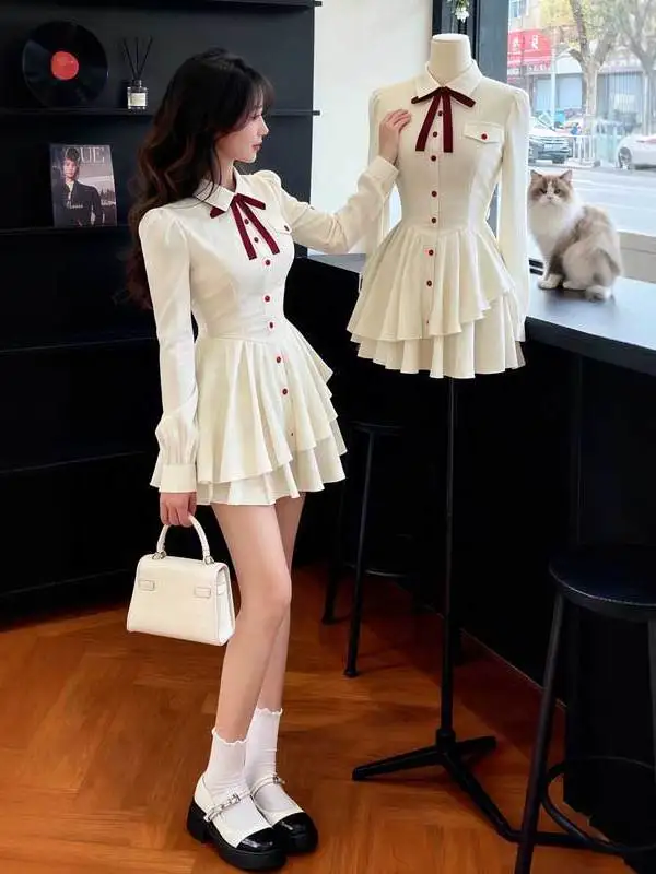 

Нежная, красивая, пышная короткая юбка с завышенной талией, элегантная, скромная, потрясающе красивая, из хлопка, с длинными рукавами