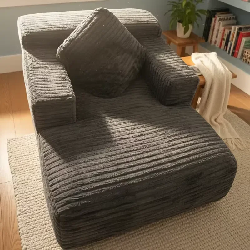 Oversized Compressed Sofa Lounge Chair Nordic Single Couch Boneless Recliner with High-Density Foam for Living Room