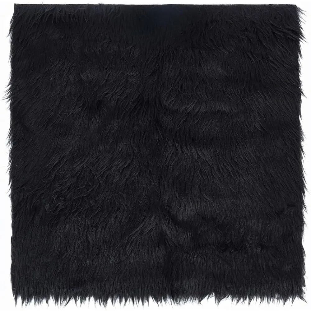 Black Faux Fur Fabric 15.7x15.7 Inch Soft Plush Shaggy Squares Pre-Cut Craft Fur Fabric for Costumes, Rugs, Pillows, Sewing