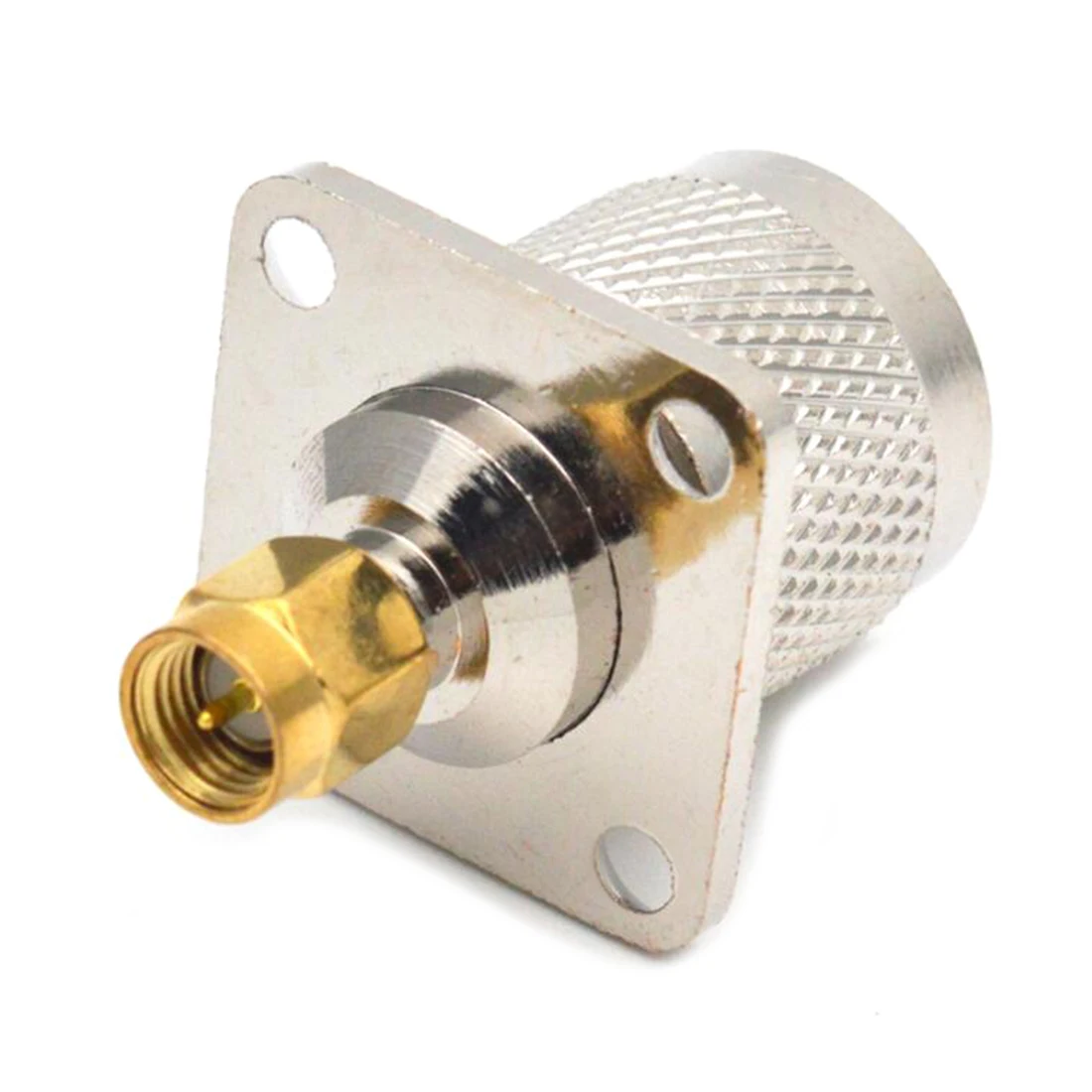 RF同軸アダプタータイプnオス-SMAオスプラグ,コンバーター,4穴,パネル取り付けフランジ,ニッケルメッキ,卸売,1個