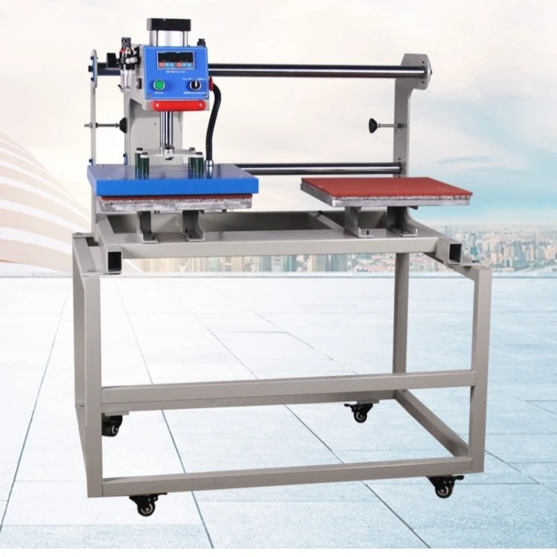 pneumatic double-station printing, pressing and ironing, heat transfer printing T-shirt clothes, ironing and drilling machine