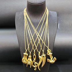 Statement Mermaid Pendant For Women Copper Gold Color Fashion Jewelry Set Accessories with 40cm Chain Men's Necklace Daily Wear
