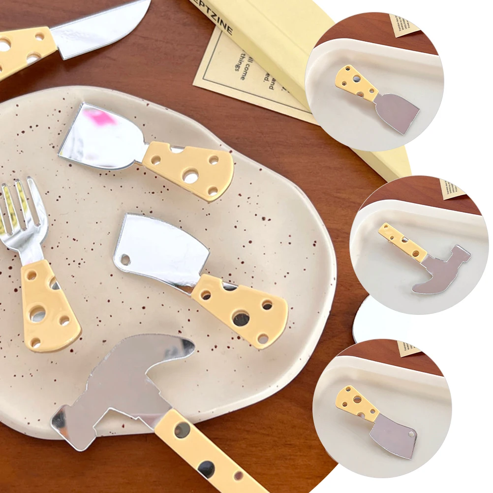 

6pcs Cheese Mirror Hairpins Cute Spoon Shape Clips for Styling Women Resin Barrettes Lightweight Fashion Accessories