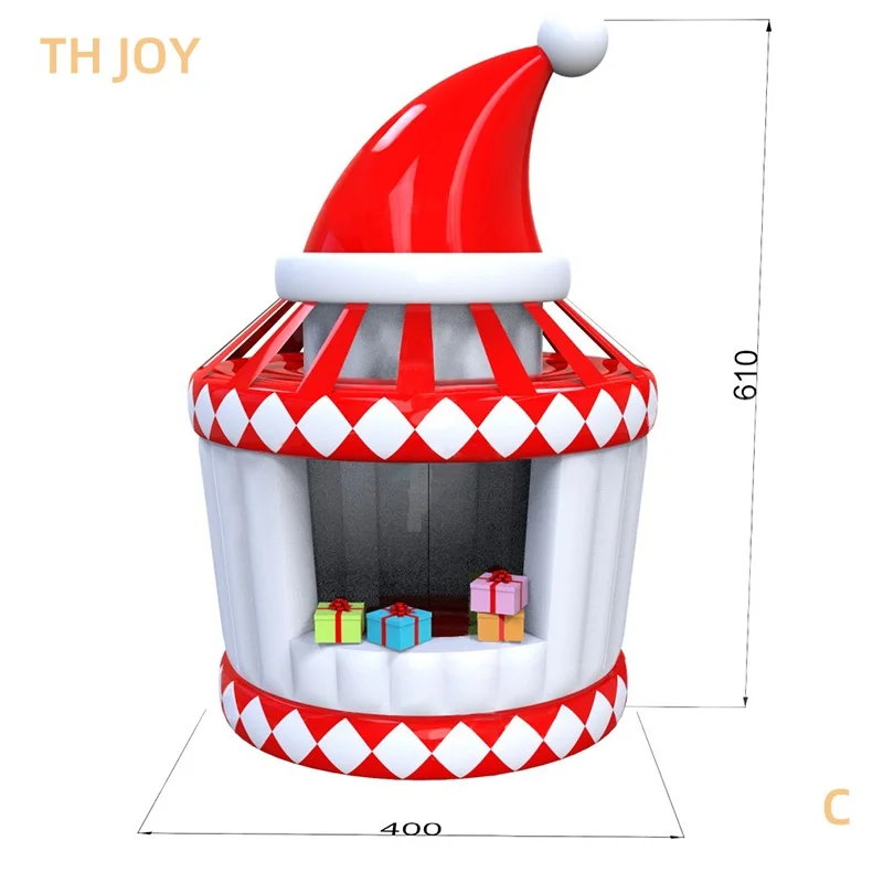 

fast air ship to door, Xmas Santa Room Inflatable Christmas Bounce House, Outdoor Inflatable Christmas Village santa hat booth