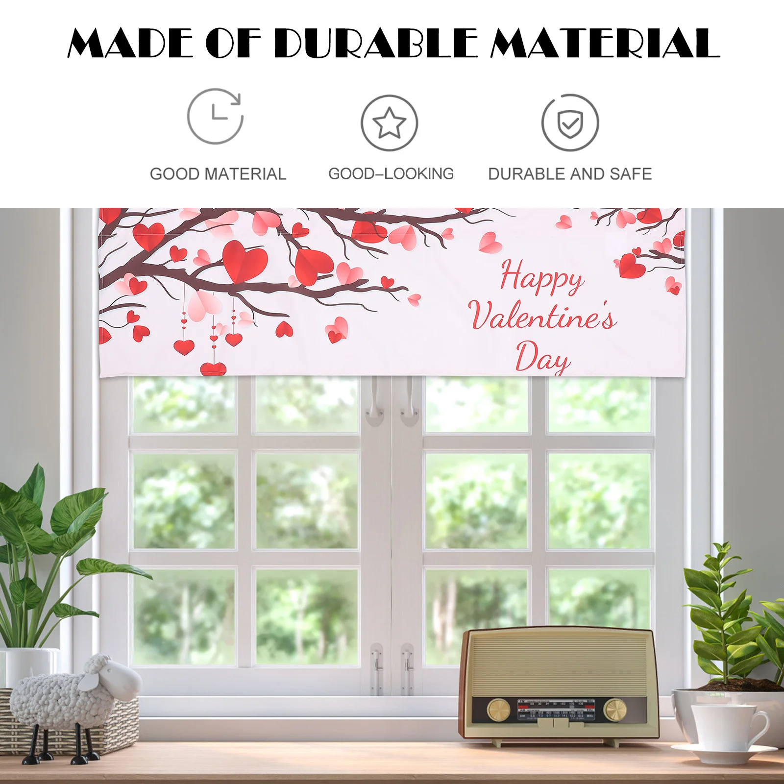 

Window Treatments for Small Kitchen Windows - Stylish Valentine Day Short Curtain for Bathroom Bedroom Decorative