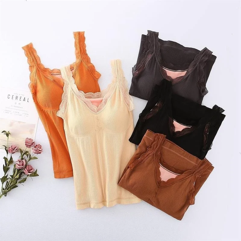 

Little bear lace seamless warm fairy vest women's Plush thickened bra suspender warm underwear women