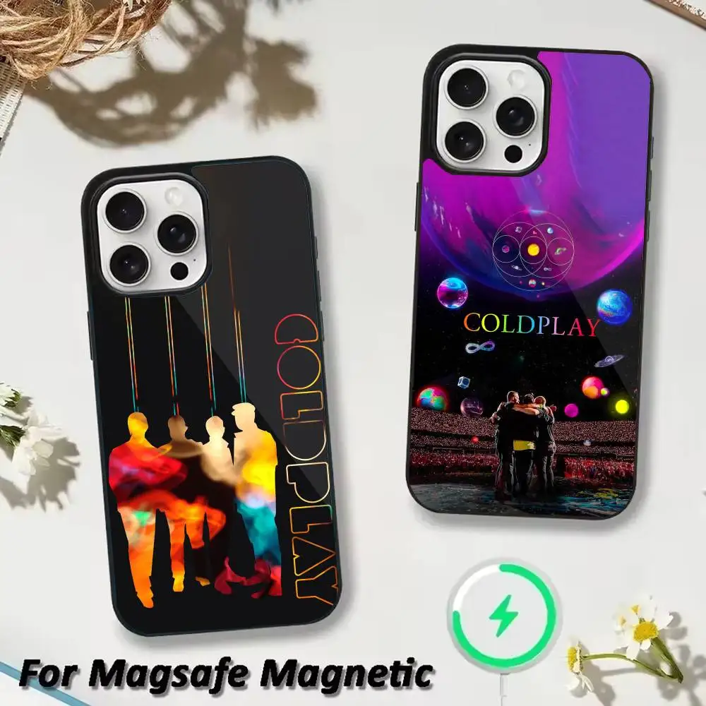 

Coldplay band Phone Case For iPhone 17 16 15 14 13 12 Pro Max Plus for Magsafe Mirror Wireless Magnetic Cover