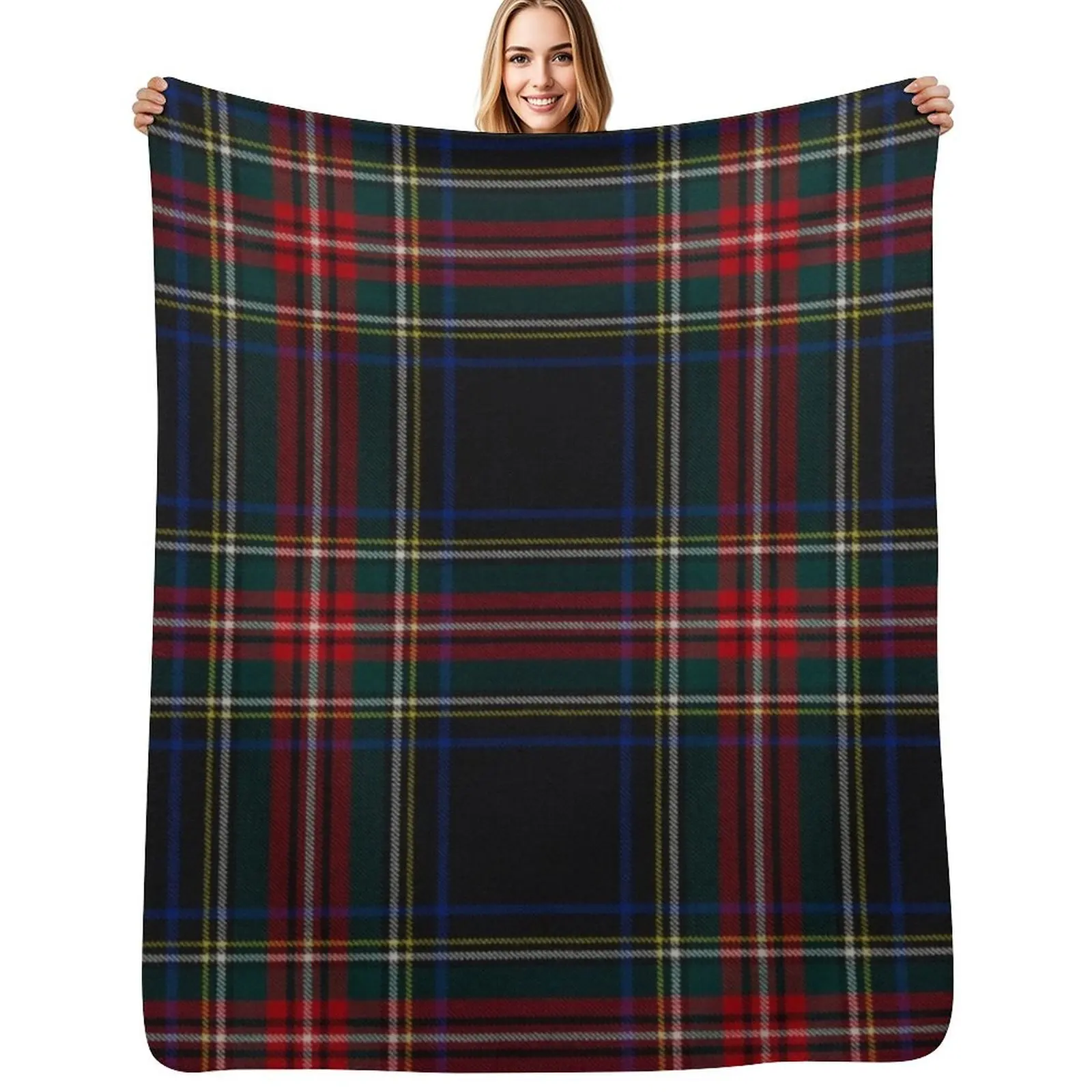 

Stewart Black Scottish Tartan Throw Blanket heavy to sleep Bed cosplay anime Hair Blanket