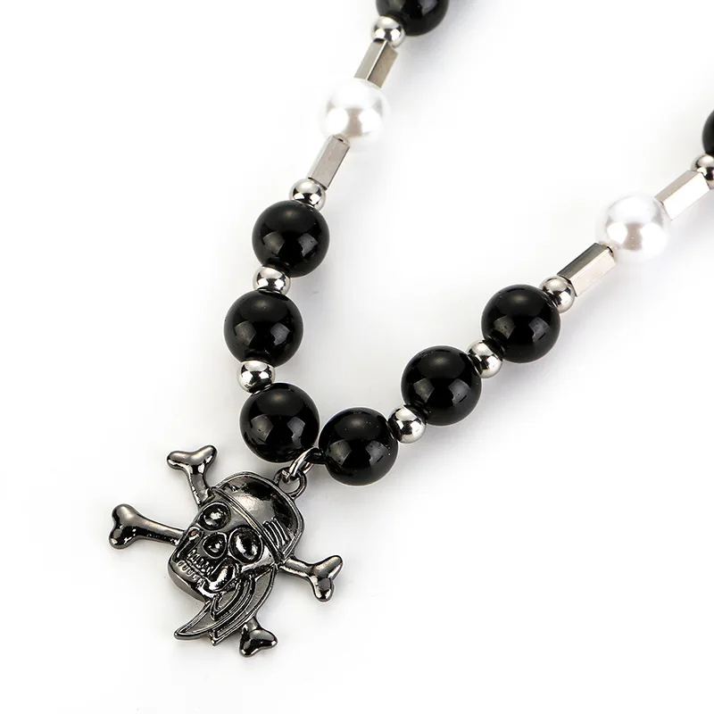 2023 New Hip Hop Retro Personality Skull Ghost Head Anchor Pendant Necklace Boys Street Disco Fashion Trend Jewelry Gift