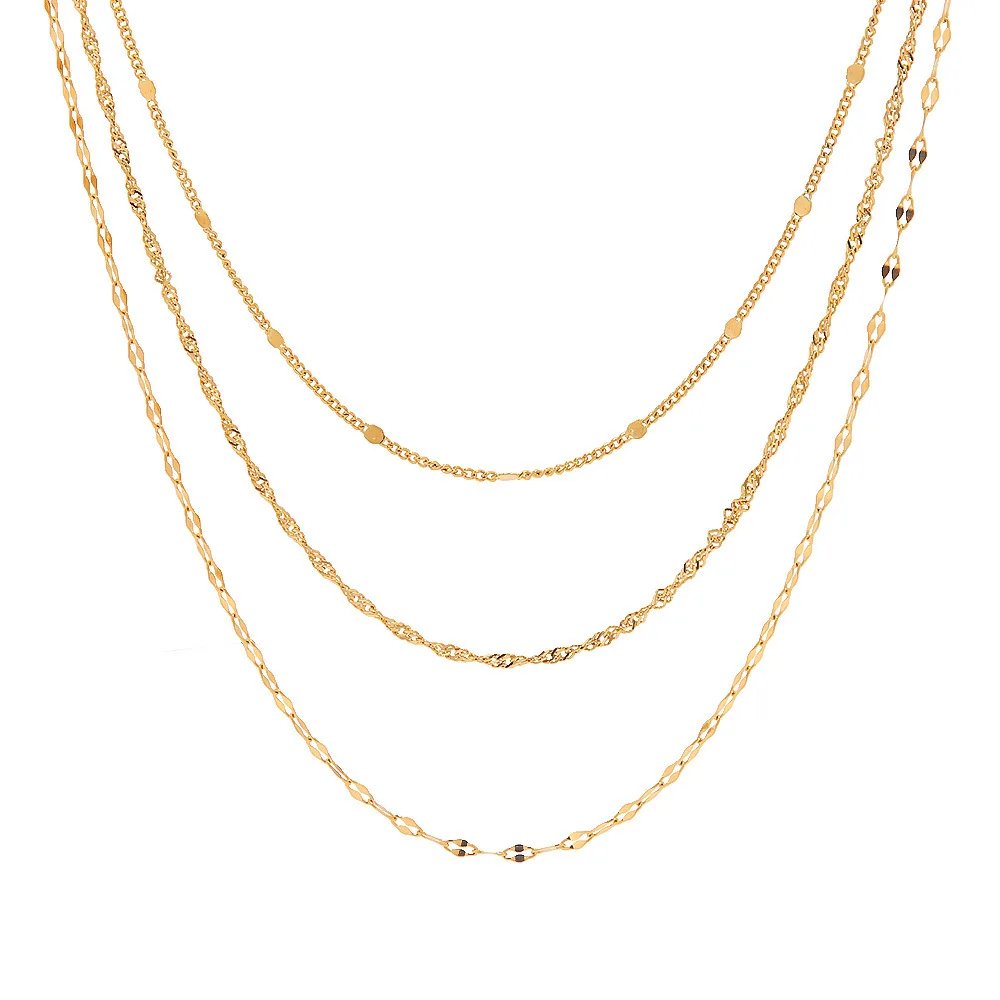 925 Sterling Silver Three-Layer Necklace Personality Ccharm Simple Woman Clavicle Chain Choker Birthday Gift Exquisite Jewelry