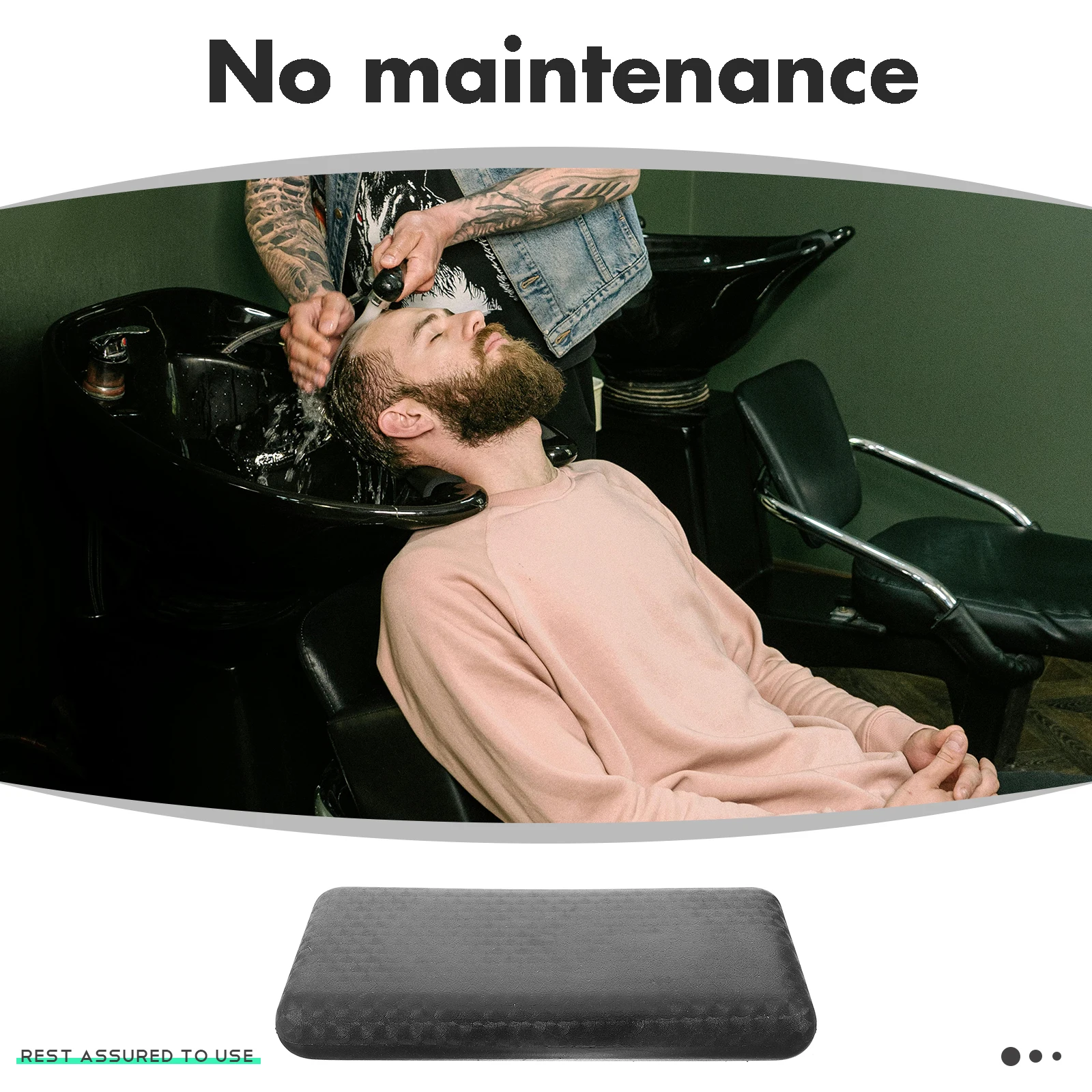 

Shampoo Bowl Neck Rest Bath Head Support Reusable Waterproof Hair Washing Cushion Salon Black Ergonomic Design Comfortable Anti