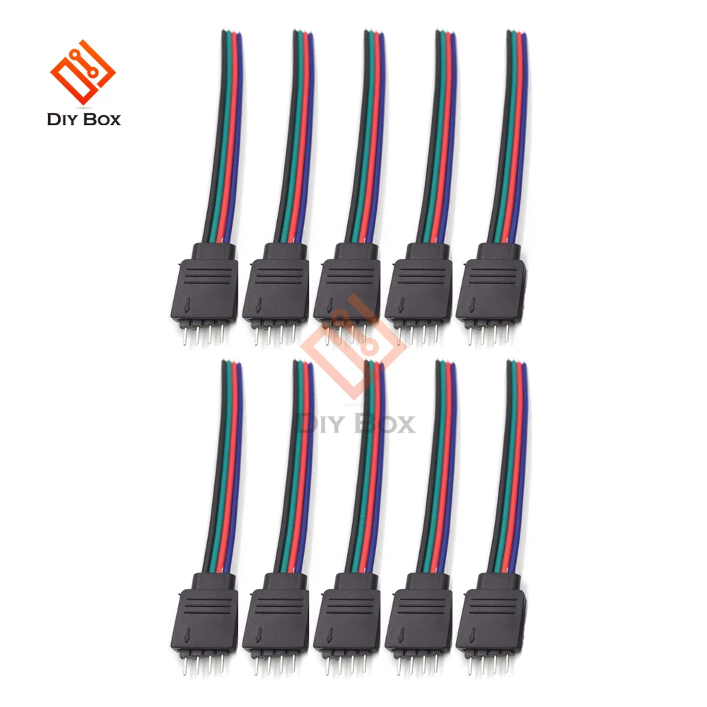 5Pcs Man Vrouw 4pin Led Strip Licht Kabel Connector Adapter Draad Rgb Rgbw Lamp Tape Rgb Rgbw Controller Aansluiting
