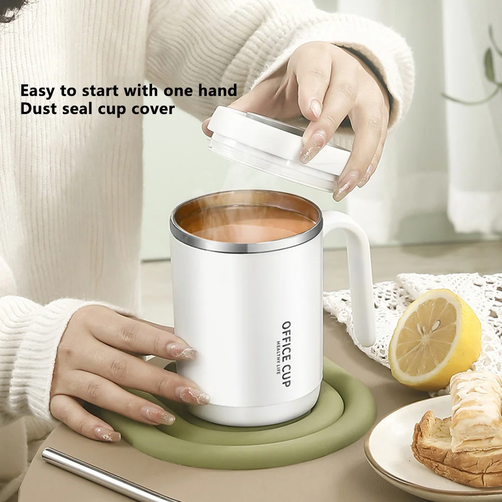 500ML Creative Coffee Mug 304 Stainless Steel Straw Cup Large Capacity Breakfast Cup Household Office Mug Milk Coffee Cup