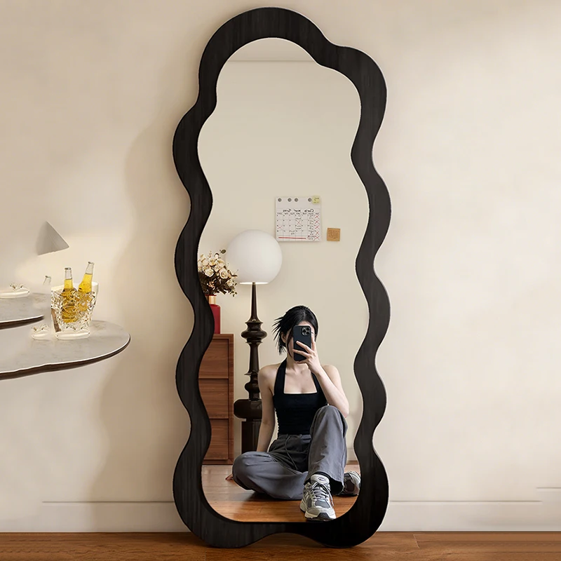 Espejo Moderno Ondulado para Sala de Estar, Espejo de Cuerpo Entero con Diseño de Estrella para Niñas, Espejo Estético Nórdico, Espejo Portátil y Bonito para el Hogar