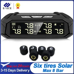 E-ACE K11 Solar Power TPMS Car Detector  6 Sensors tpms tire pressure monitoring system  Auto Security Detector Pressure