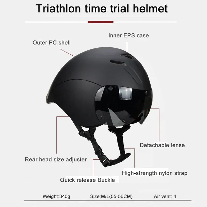 Professional Triathlon League Time Trial Helmet Road Bike Comes with Magnetic Goggles