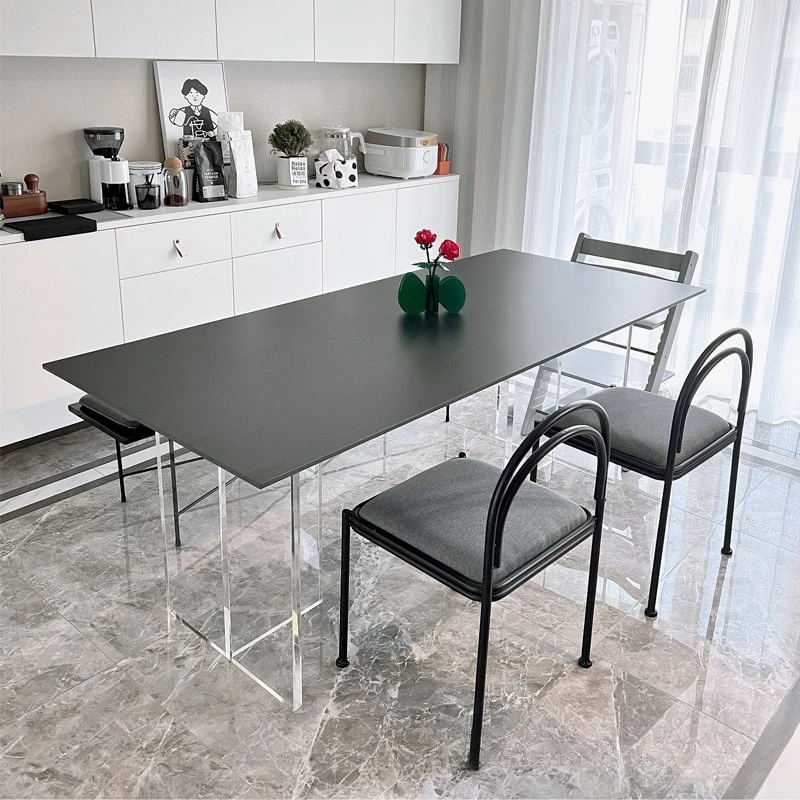 

Acrylic rock slab dining table Small household dining table Creative floating island rectangular minimalist Feng dining tab