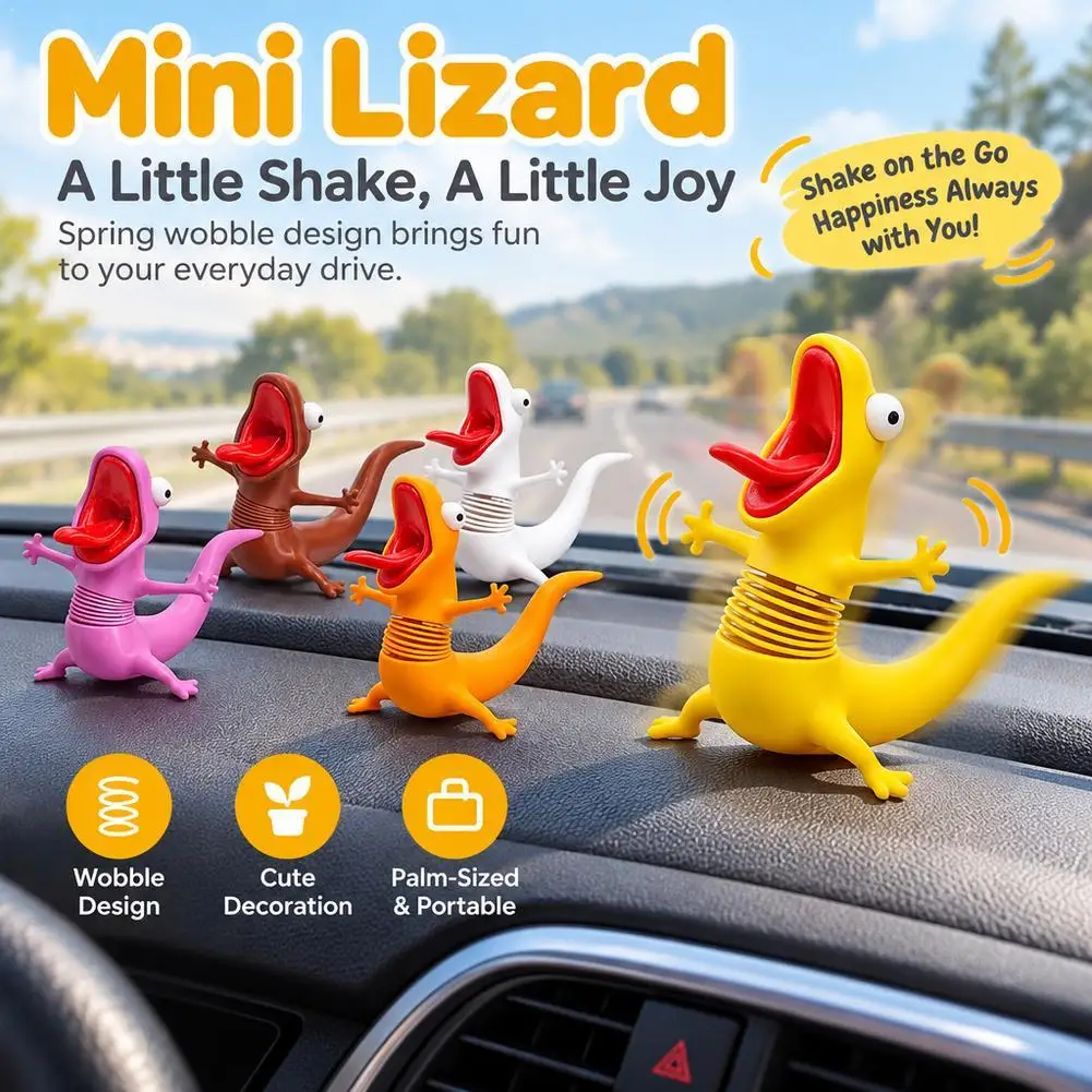 3D Printed Cute Lizard Tom Desktop Pendant Swinging Head Car Mini Decorative Pendant Anime Beaver Cute Lizard Cartoon Decor Gift
