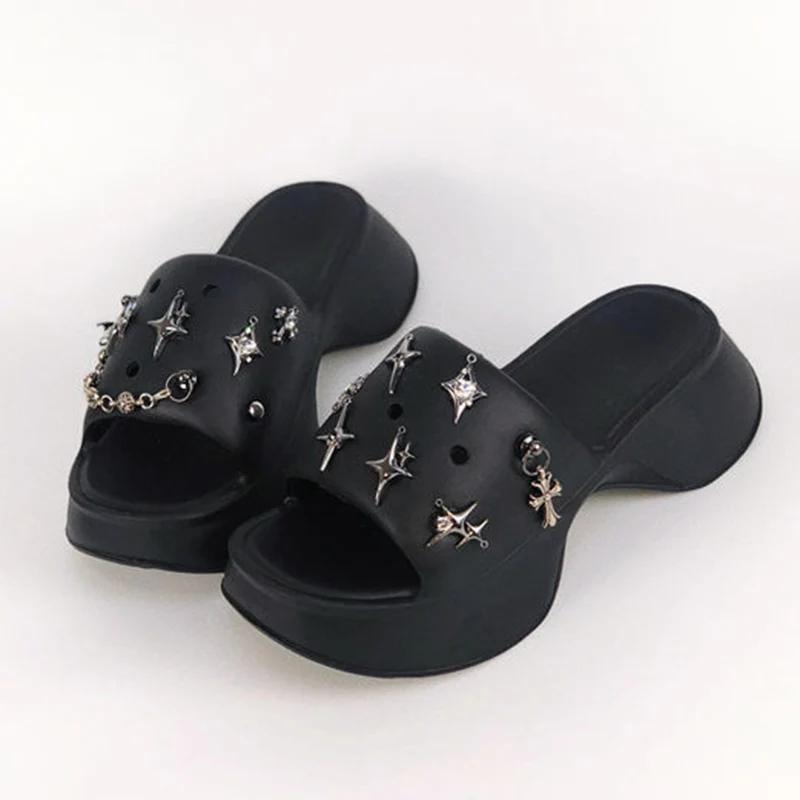 Summer Women Sandals Shoes Garden Shoes Punk Sandal Vacation Beach Personalized Design 4.5CM Platform Non-slip EVA Bottom Shoe