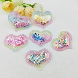 30Pcs 4x3.2CM Colorful Transparent PVC Heart Filling Shakers Applique for DIY Headwear Hairpin Bow Decor AccessoriesCrown