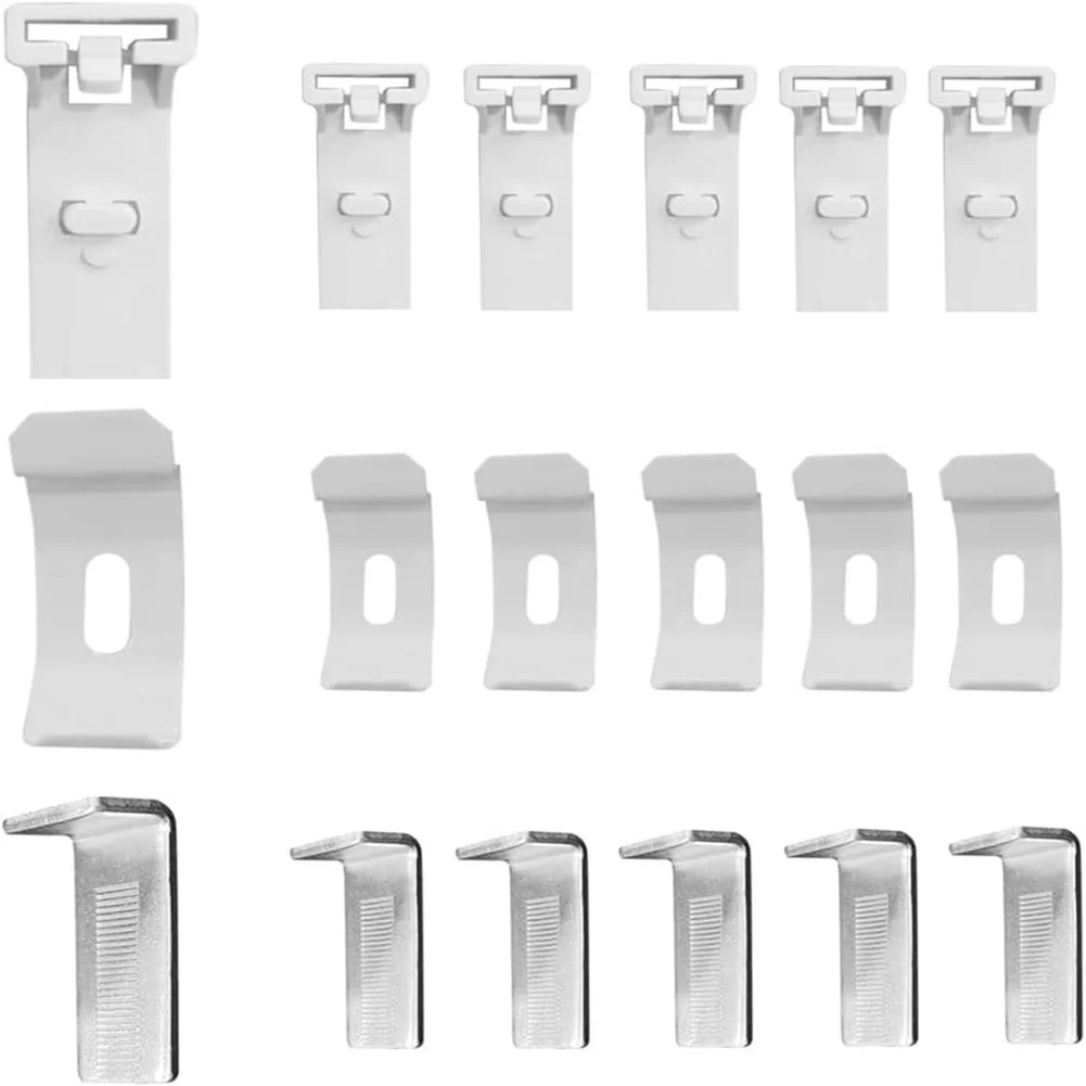 18 Piece Folding Curtain Metal Installation Brackets for Side and Top Mounting with Plastic and Metal Construction
