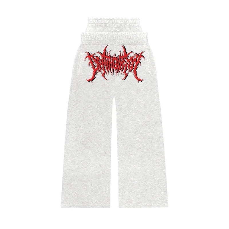 

2025 new European and American style creative printed letter splicing wide leg pants straight leg casual pants hip-hop punk