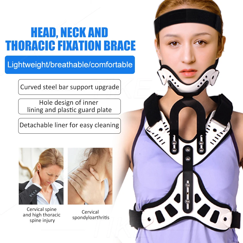 TIKE Posture Corrector for Head Neck Chest Orthotics Traction Device Adjustable Cervical Support Spine Stretch Fixed Pain Relief