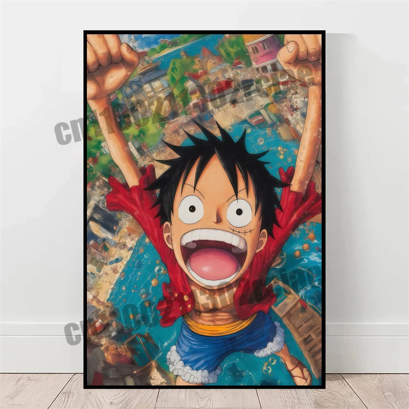 Japońskie Anime z Dzieciństwa One Piece Osobiste Super Fajne Obrazy Artystyczne Plakat na Płótnie Idealny do Dekoracji Sypialni Prezent