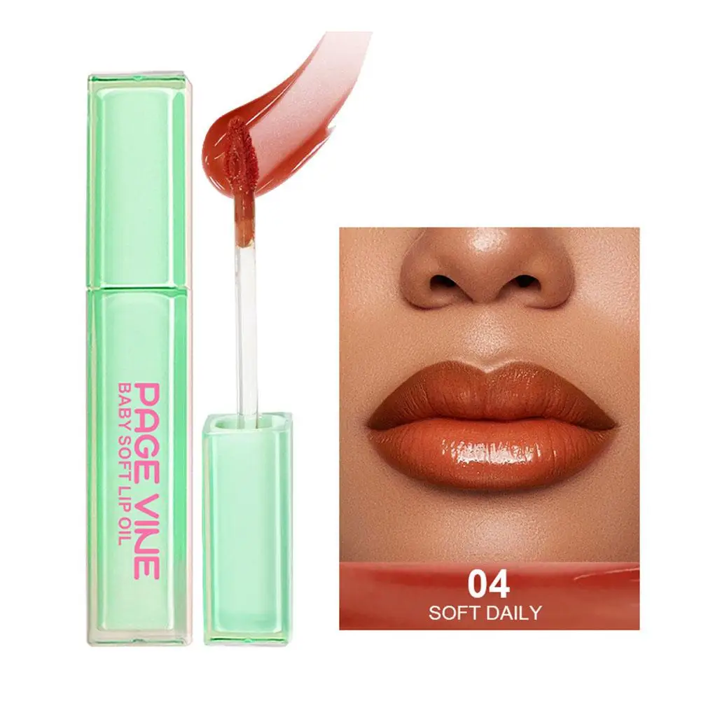 Page Vine Mint Green Square Tube Lip Glaze Toothed Easy Long 3ml Mouth Color Lasting To Mirror Lip Color Red Lipstick Q8i0