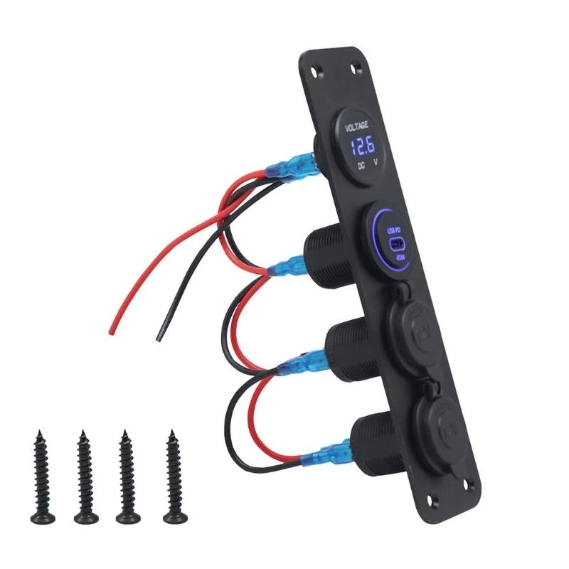 

SZCH Durable 12-24V Vehicle Interior Digtal Voltmeter with QC3.0 PD 45W Power Socket Car RV Boat Power Equipment