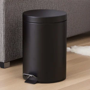 

Матовый черный круглый мусорный бак с крышкой, бесшумный мягкий закрывающийся педаль, корзина для ванной комнаты, кухни, домашний контейнер для мусора, ведро для чистки