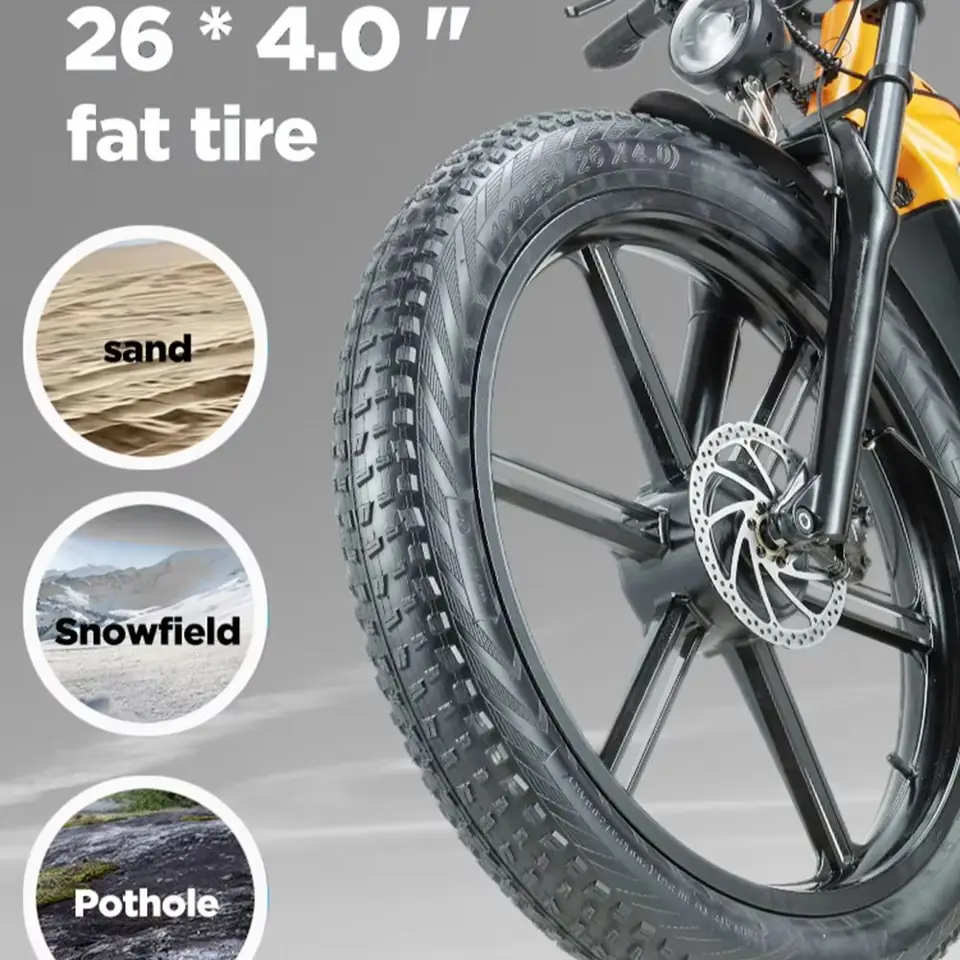 RANDRIDE YX80M-2 2000W Electric Off-Road Bike, 48V 20AH Battery 26"x4.0 Fat Tires, Aluminum Suspension Frame & Dual Drive, Shimano Hydraulic Brakes, Supports 150KG Load image 8