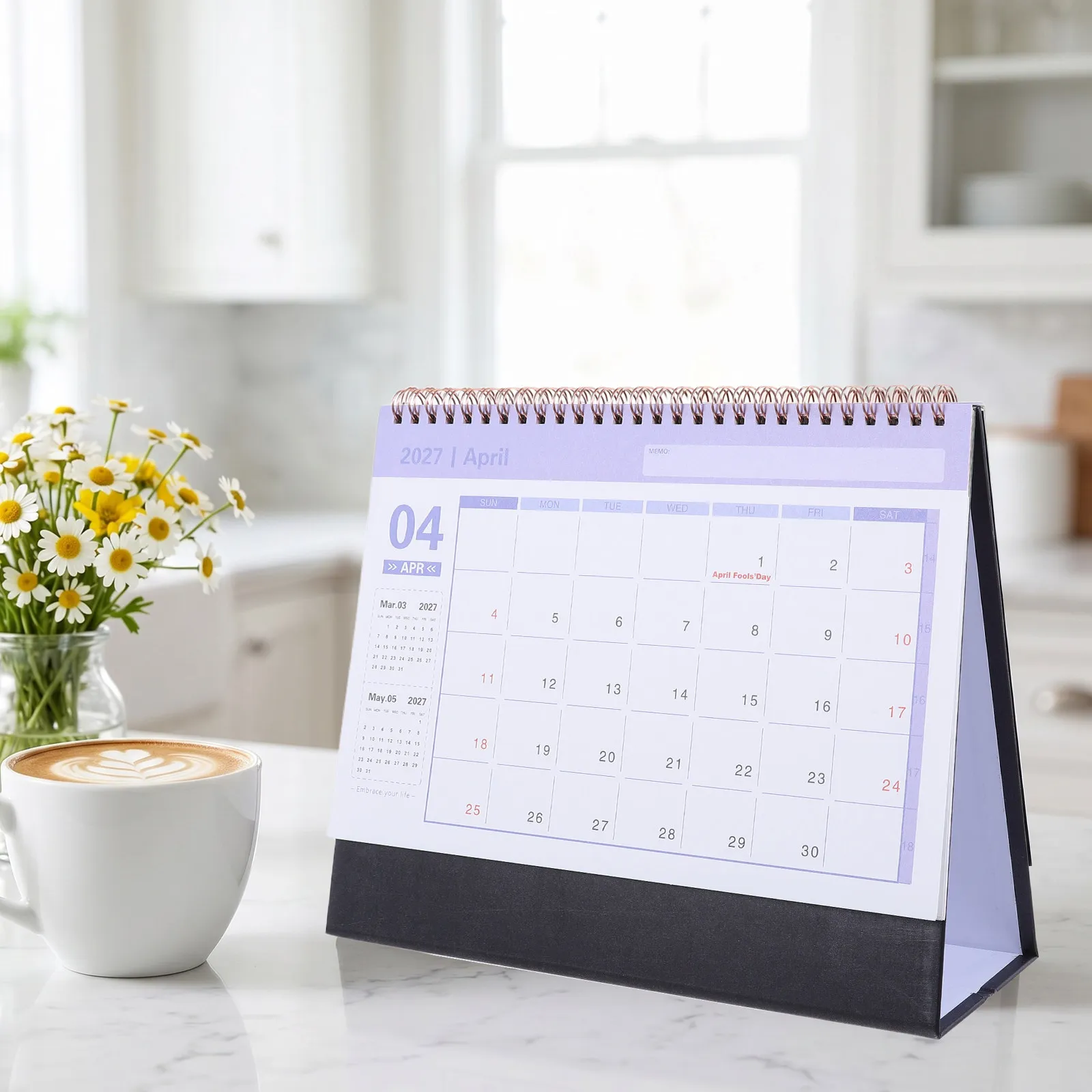 Mini Desk Calendar 2027 Standing Flip Small Monthly Desktop Calendar Thick Paper Tear Off Daily Scheduling Tool