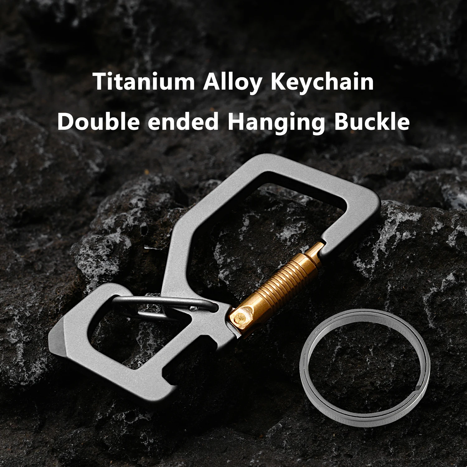 

Titanium Alloy Mountaineering Buckle Outdoor Multifunctional Keychain Double ended Hanging Buckle With Bottle Opener Pocket EDC